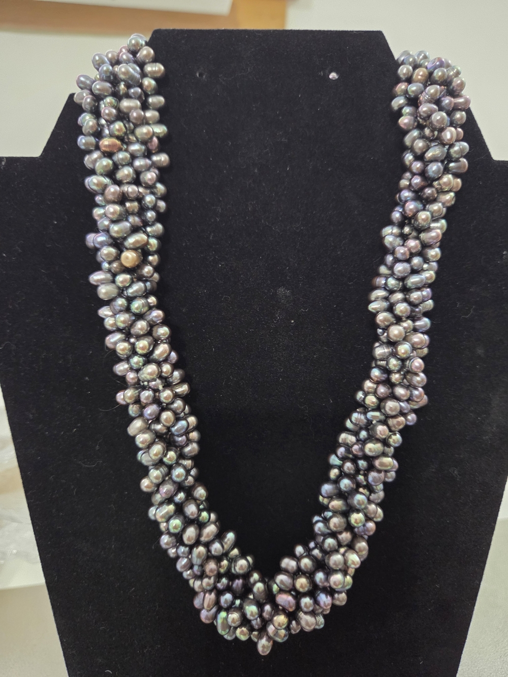 Six-Strand Freshwater Pearl Twist Necklace In Black Tahitian Shades